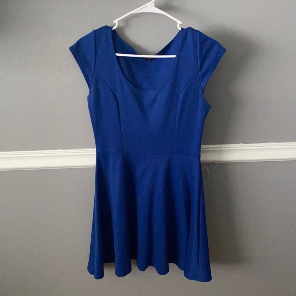 T shirt style blue dress